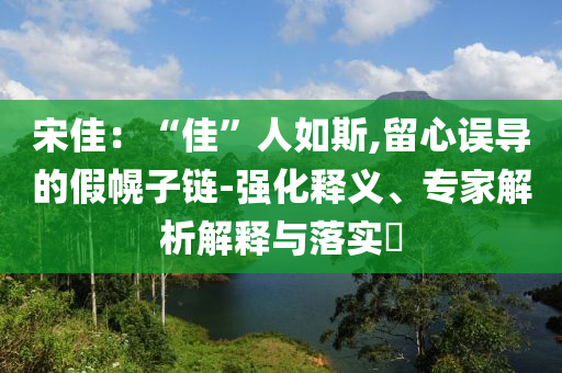 宋佳：“佳”人如斯,留心誤導(dǎo)的假幌子鏈-強(qiáng)化釋義、專家解析解釋與落實(shí)?