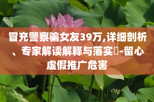 冒充警察騙女友39萬,詳細(xì)剖析、專家解讀解釋與落實(shí)?-留心虛假推廣危害