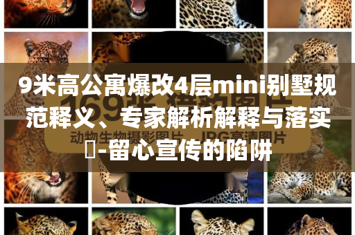 9米高公寓爆改4層mini別墅規(guī)范釋義、專家解析解釋與落實(shí)?-留心宣傳的陷阱