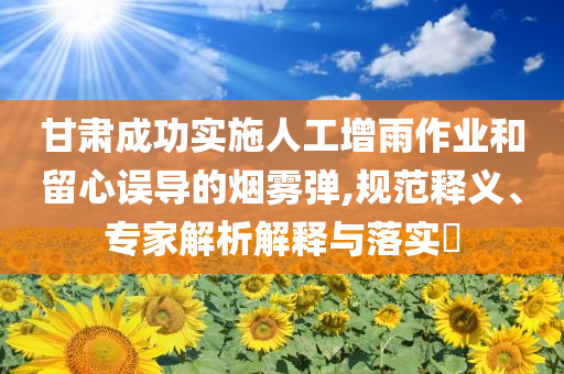 甘肅成功實(shí)施人工增雨作業(yè)和留心誤導(dǎo)的煙霧彈,規(guī)范釋義、專家解析解釋與落實(shí)?