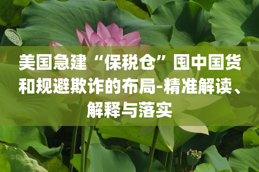 美國(guó)急建“保稅倉(cāng)”囤中國(guó)貨和規(guī)避欺詐的布局-精準(zhǔn)解讀、解釋與落實(shí)