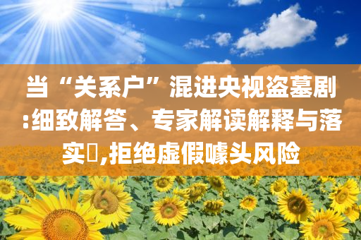 當“關系戶”混進央視盜墓劇:細致解答、專家解讀解釋與落實?,拒絕虛假噱頭風險