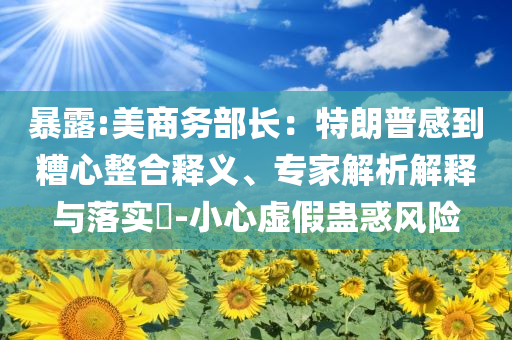 暴露:美商務(wù)部長：特朗普感到糟心整合釋義、專家解析解釋與落實(shí)?-小心虛假蠱惑風(fēng)險(xiǎn)