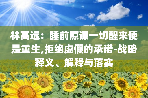 林高遠：睡前原諒一切醒來便是重生,拒絕虛假的承諾-戰(zhàn)略釋義、解釋與落實