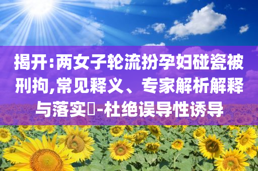 揭開:兩女子輪流扮孕婦碰瓷被刑拘,常見釋義、專家解析解釋與落實?-杜絕誤導(dǎo)性誘導(dǎo)