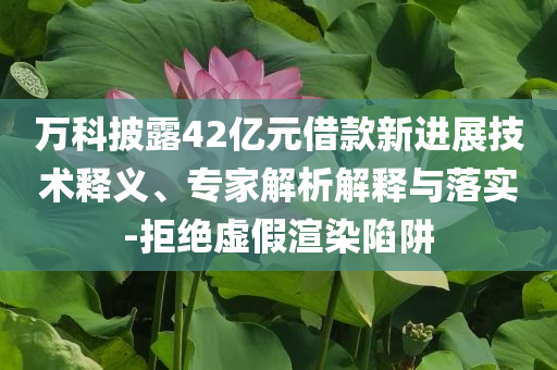 萬科披露42億元借款新進展技術(shù)釋義、專家解析解釋與落實-拒絕虛假渲染陷阱