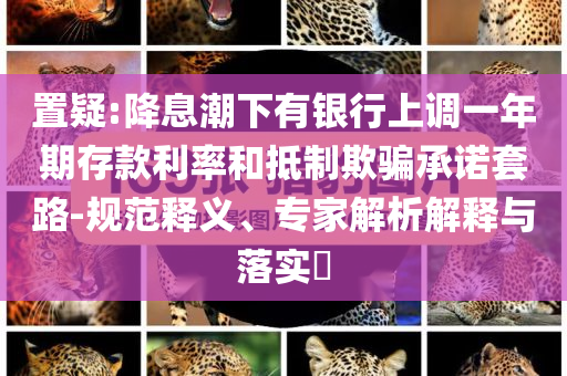 置疑:降息潮下有銀行上調(diào)一年期存款利率和抵制欺騙承諾套路-規(guī)范釋義、專家解析解釋與落實(shí)?