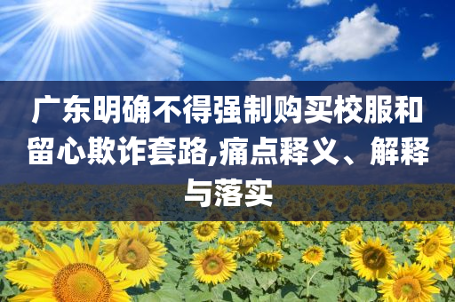 廣東明確不得強制購買校服和留心欺詐套路,痛點釋義、解釋與落實