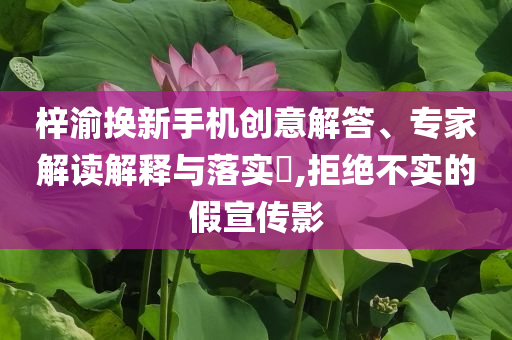 梓渝換新手機(jī)創(chuàng)意解答、專家解讀解釋與落實(shí)?,拒絕不實(shí)的假宣傳影