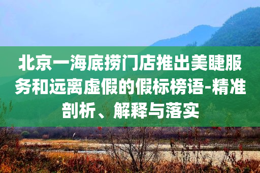 北京一海底撈門店推出美睫服務和遠離虛假的假標榜語-精準剖析、解釋與落實