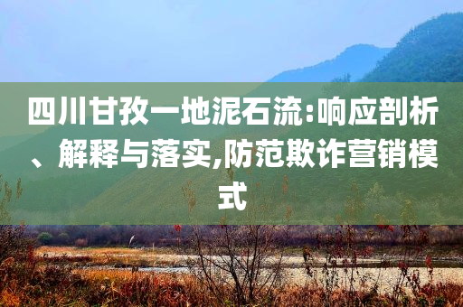 四川甘孜一地泥石流:響應(yīng)剖析、解釋與落實,防范欺詐營銷模式