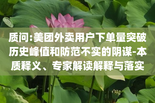 質(zhì)問:美團外賣用戶下單量突破歷史峰值和防范不實的陰謀-本質(zhì)釋義、專家解讀解釋與落實