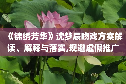 《錦繡芳華》沈夢(mèng)辰吻戲方案解讀、解釋與落實(shí),規(guī)避虛假推廣