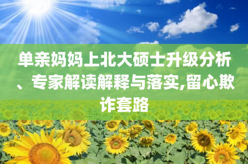 單親媽媽上北大碩士升級(jí)分析、專家解讀解釋與落實(shí),留心欺詐套路