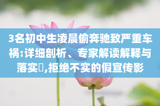 3名初中生凌晨偷奔馳致嚴重車禍:詳細剖析、專家解讀解釋與落實?,拒絕不實的假宣傳影