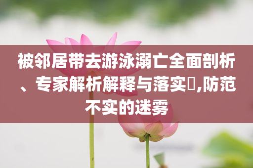 被鄰居帶去游泳溺亡全面剖析、專家解析解釋與落實(shí)?,防范不實(shí)的迷霧