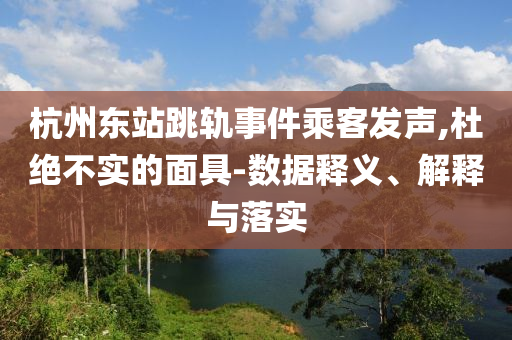 杭州東站跳軌事件乘客發(fā)聲,杜絕不實(shí)的面具-數(shù)據(jù)釋義、解釋與落實(shí)