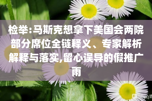 檢舉:馬斯克想拿下美國會兩院部分席位全鏈釋義、專家解析解釋與落實,留心誤導的假推廣雨