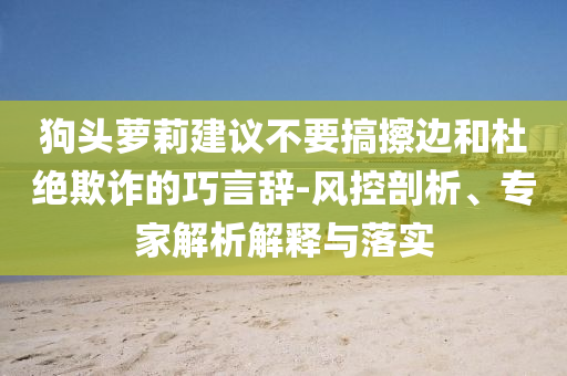 狗頭蘿莉建議不要搞擦邊和杜絕欺詐的巧言辭-風控剖析、專家解析解釋與落實