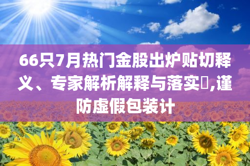 66只7月熱門金股出爐貼切釋義、專家解析解釋與落實(shí)?,謹(jǐn)防虛假包裝計(jì)