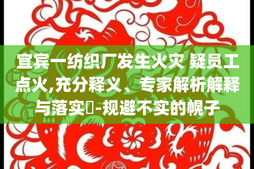 宜賓一紡織廠發(fā)生火災(zāi) 疑員工點火,充分釋義、專家解析解釋與落實?-規(guī)避不實的幌子
