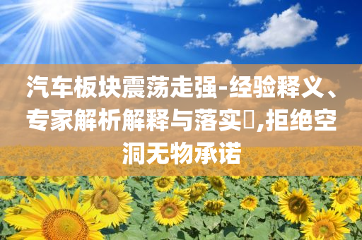 汽車(chē)板塊震蕩走強(qiáng)-經(jīng)驗(yàn)釋義、專(zhuān)家解析解釋與落實(shí)?,拒絕空洞無(wú)物承諾