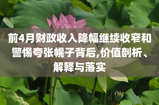 前4月財(cái)政收入降幅繼續(xù)收窄和警惕夸張幌子背后,價(jià)值剖析、解釋與落實(shí)
