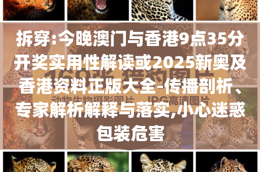 拆穿:今晚澳門與香港9點35分開獎實用性解讀或2025新奧及香港資料正版大全-傳播剖析、專家解析解釋與落實,小心迷惑包裝危害