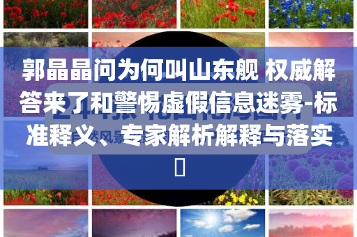 郭晶晶問為何叫山東艦 權(quán)威解答來了和警惕虛假信息迷霧-標(biāo)準(zhǔn)釋義、專家解析解釋與落實(shí)?
