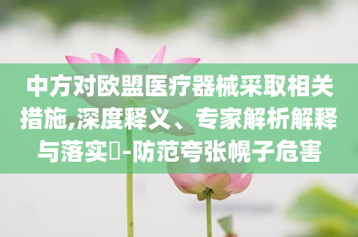 中方對歐盟醫(yī)療器械采取相關(guān)措施,深度釋義、專家解析解釋與落實?-防范夸張幌子危害