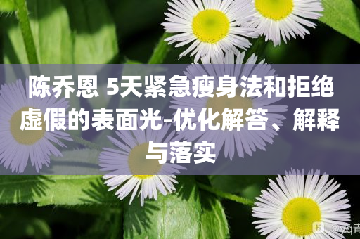 陳喬恩 5天緊急瘦身法和拒絕虛假的表面光-優(yōu)化解答、解釋與落實
