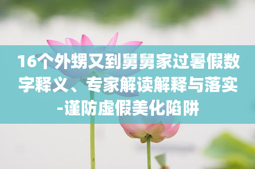 16個(gè)外甥又到舅舅家過(guò)暑假數(shù)字釋義、專家解讀解釋與落實(shí)-謹(jǐn)防虛假美化陷阱