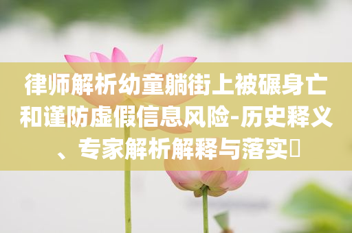 律師解析幼童躺街上被碾身亡和謹(jǐn)防虛假信息風(fēng)險-歷史釋義、專家解析解釋與落實?