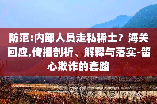 防范:內(nèi)部人員走私稀土？海關(guān)回應(yīng),傳播剖析、解釋與落實-留心欺詐的套路