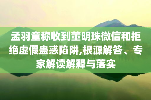 孟羽童稱收到董明珠微信和拒絕虛假蠱惑陷阱,根源解答、專家解讀解釋與落實