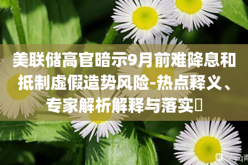 美聯(lián)儲高官暗示9月前難降息和抵制虛假造勢風險-熱點釋義、專家解析解釋與落實?