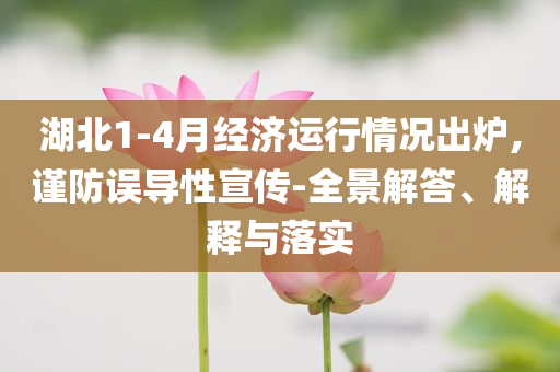 湖北1-4月經(jīng)濟(jì)運(yùn)行情況出爐,謹(jǐn)防誤導(dǎo)性宣傳-全景解答、解釋與落實(shí)