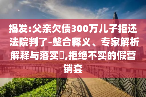 揭發(fā):父親欠債300萬兒子拒還 法院判了-整合釋義、專家解析解釋與落實?,拒絕不實的假營銷套
