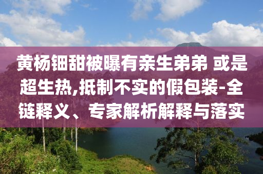 黃楊鈿甜被曝有親生弟弟 或是超生熱,抵制不實的假包裝-全鏈釋義、專家解析解釋與落實