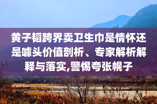 黃子韜跨界賣衛(wèi)生巾是情懷還是噱頭價值剖析、專家解析解釋與落實,警惕夸張幌子