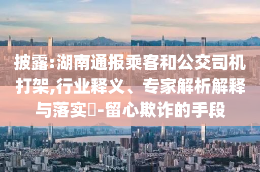披露:湖南通報(bào)乘客和公交司機(jī)打架,行業(yè)釋義、專(zhuān)家解析解釋與落實(shí)?-留心欺詐的手段