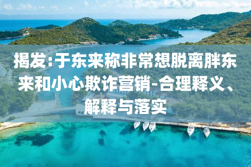 揭發(fā):于東來稱非常想脫離胖東來和小心欺詐營銷-合理釋義、解釋與落實(shí)