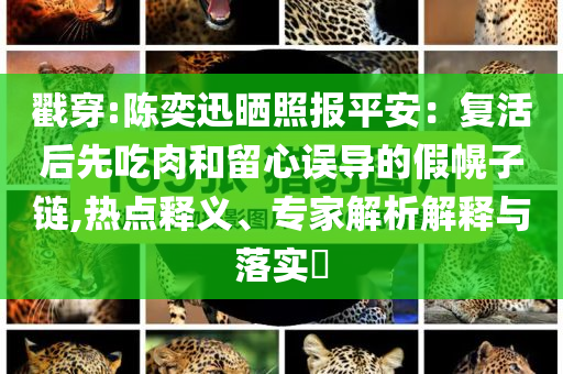 戳穿:陳奕迅曬照?qǐng)?bào)平安：復(fù)活后先吃肉和留心誤導(dǎo)的假幌子鏈,熱點(diǎn)釋義、專(zhuān)家解析解釋與落實(shí)?