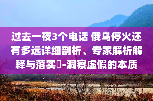 過去一夜3個電話 俄烏停火還有多遠(yuǎn)詳細(xì)剖析、專家解析解釋與落實(shí)?-洞察虛假的本質(zhì)