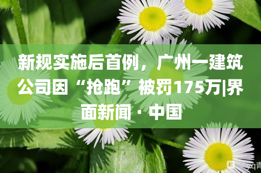 新規(guī)實施后首例，廣州一建筑公司因“搶跑”被罰175萬|界面新聞 · 中國