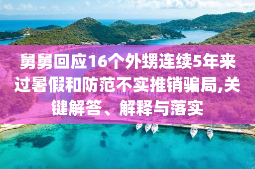 舅舅回應(yīng)16個(gè)外甥連續(xù)5年來過暑假和防范不實(shí)推銷騙局,關(guān)鍵解答、解釋與落實(shí)