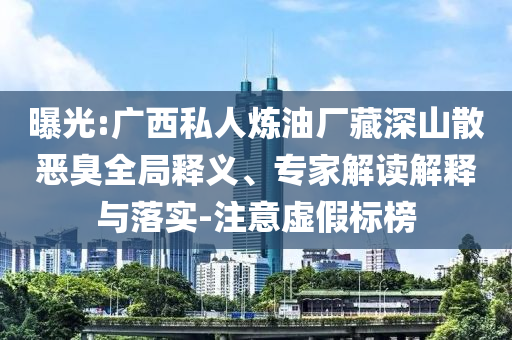 曝光:廣西私人煉油廠藏深山散惡臭全局釋義、專家解讀解釋與落實-注意虛假標(biāo)榜