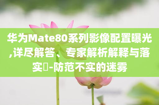 華為Mate80系列影像配置曝光,詳盡解答、專家解析解釋與落實?-防范不實的迷霧