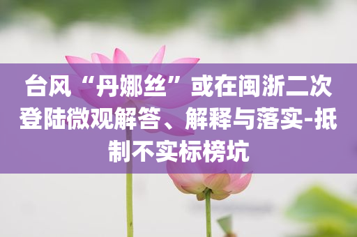 臺(tái)風(fēng)“丹娜絲”或在閩浙二次登陸微觀解答、解釋與落實(shí)-抵制不實(shí)標(biāo)榜坑