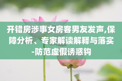 開錯房涉事女房客男友發(fā)聲,保障分析、專家解讀解釋與落實-防范虛假誘惑鉤